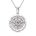 OXTAO Ladies Compass Pendant Necklace 925 Sterling Silver Cubic Zirconia Luxury Jewelry Elegant Accesse Stylish Party Necklaces