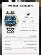 OLEVS 2858 Men's Watches Stainless Steel Waterproof Anti-Scratch Moon Phase Luminous Chronograph Luxury Quartz Men's Wristwatch