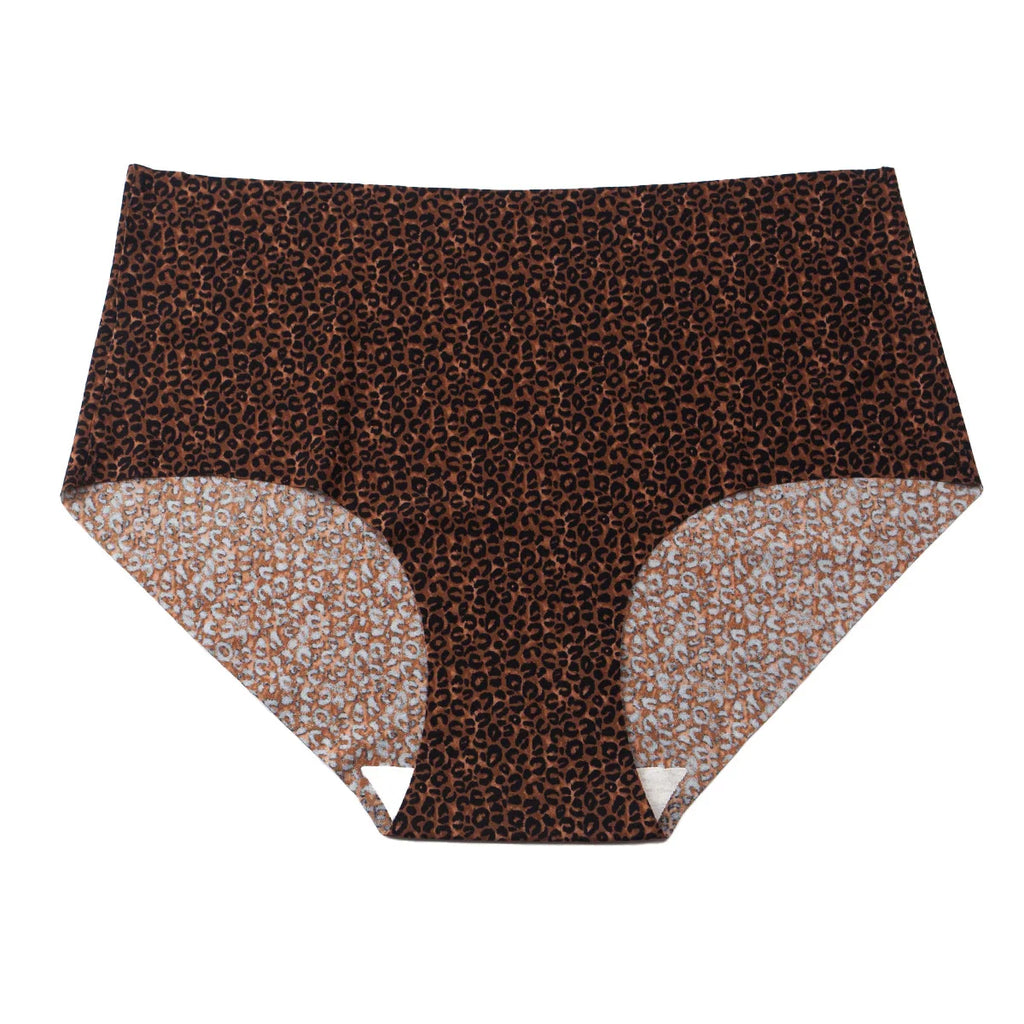 3pcs Women's Seamless Ice Silk Panties Female Mid Waist Plus Size Leopard Print Underwear Girls Fashion Brief Lady Comfort Panty