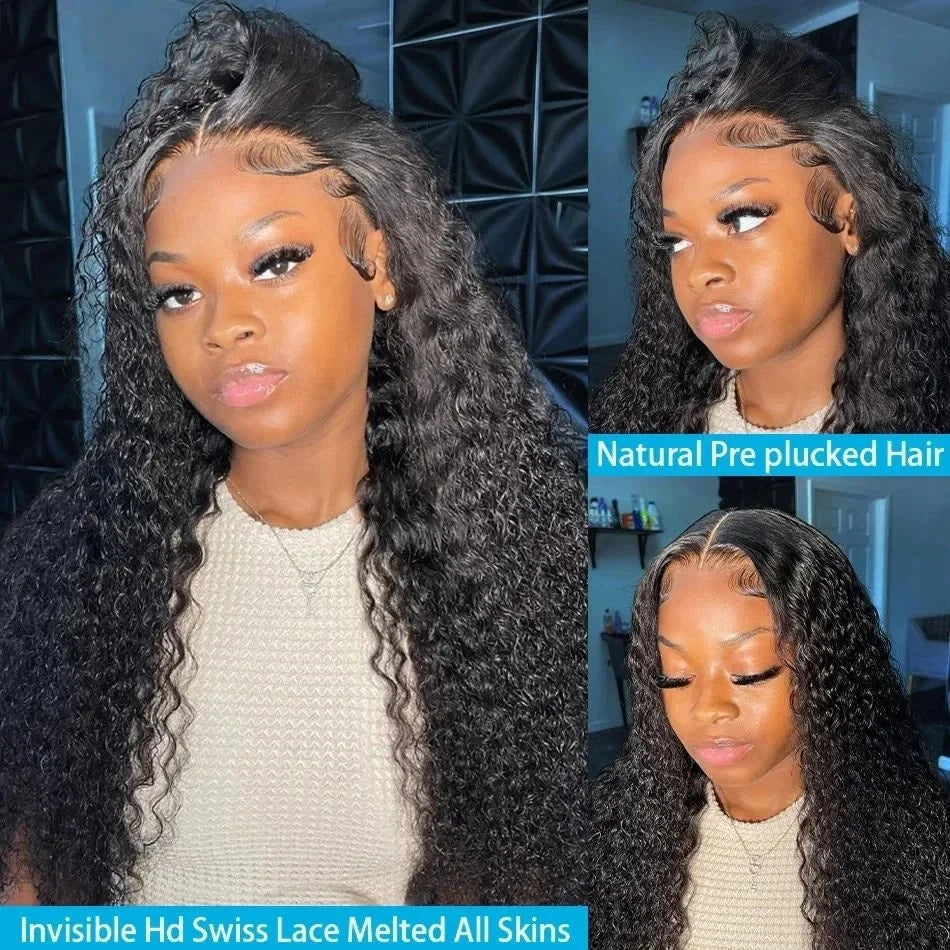 250 Density Deep Wave Loose Wig 40 Inch Hd Transparent Brazilian Curly 13x4 13x6 Pre Plucked Lace Front Wig Human Hair For Women