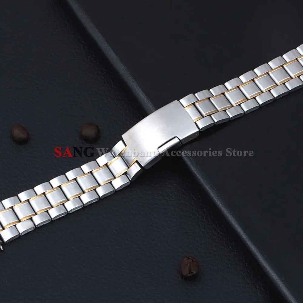 Curved End Watchband Men Women Metal Bracelets 20mm 22mm Stainless Steel Sport Strap Universal Replacement Wristband Accessories