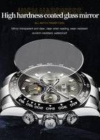 OLEVS 6654 Luxury Men's Automatic Mechanical Watch Original Stainless Steel Waterproof Moon Phase Chronograph Brand Men Watch