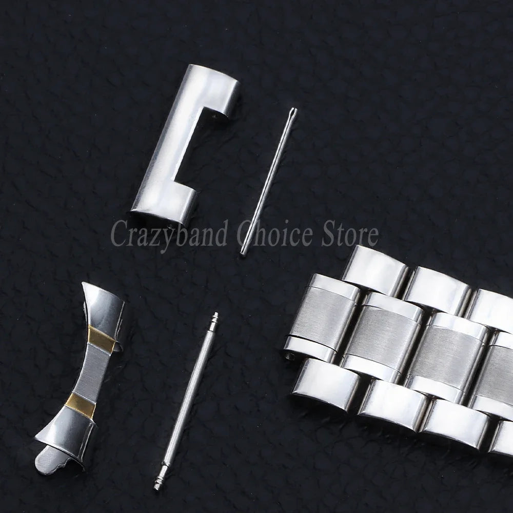 20mm22mm Arc Stainless Steel Watch Band 12/14/16mm 18mm 21mm 24mm Curved Universal Women Men Strap Silver Black Butterfly Buckle
