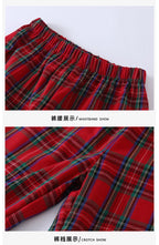 Merry Christmas Kids Pure Cotton Pajamas Set Plaid Print Turn-down Collar Button Shirt Trousers 2 Pieces Suit Homewear Xmas Look