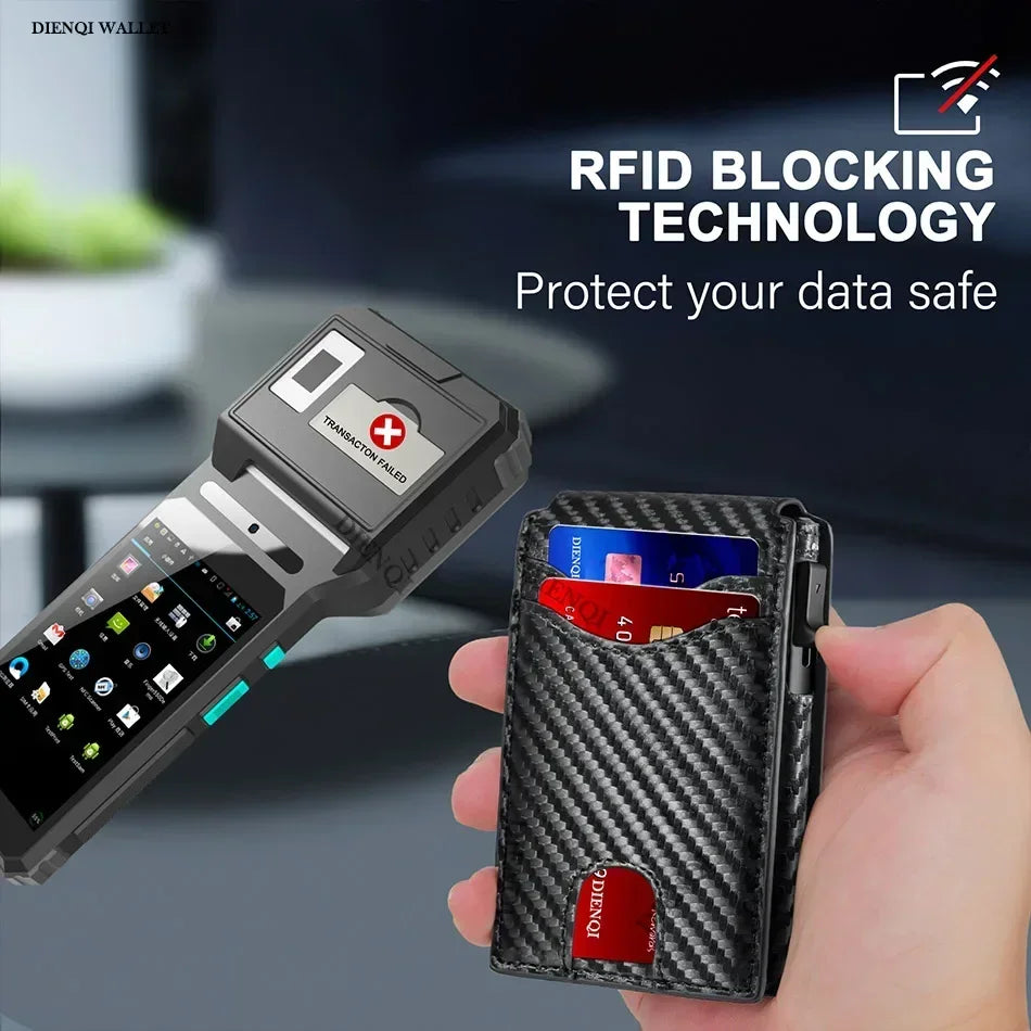 Rfid Credit Card Holder Carbon Fiber Wallets Men Anti Theft Slim Thin Luxury Bank Money Cardholder Case Minimalist Wallet Purse
