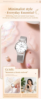 OLEVS Brand Original Fashion Slim Quartz Watch Women Elegant Watches Stainless Steel Waterproof Week Date Watches For Woman