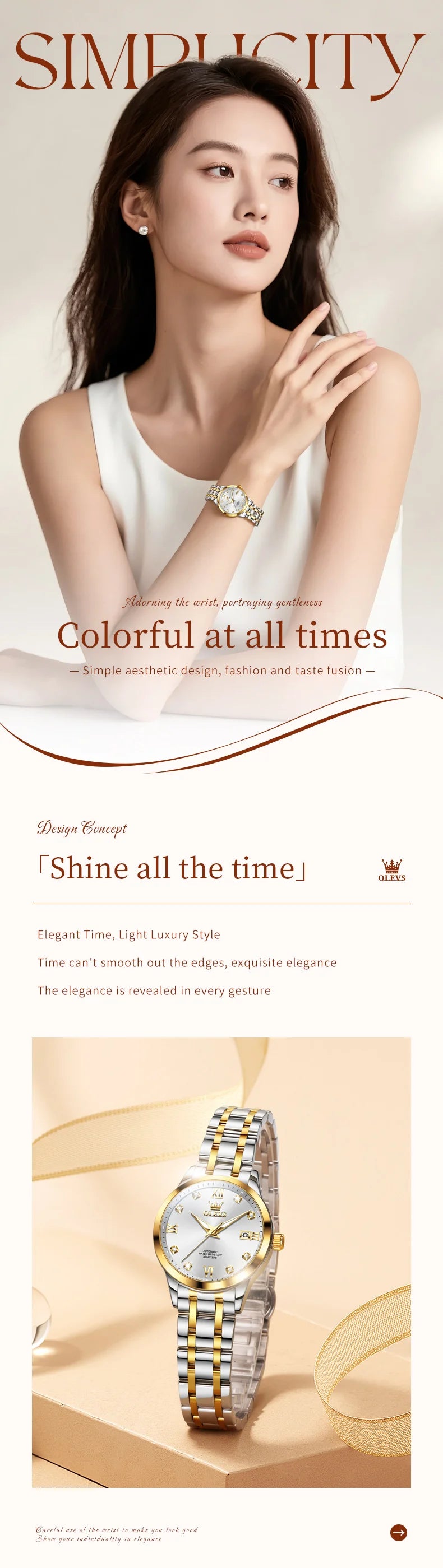 OLEVS 9946 Women Watch Auto Date Stainless steel Waterproof Luminous Automatic Mechanical Watch