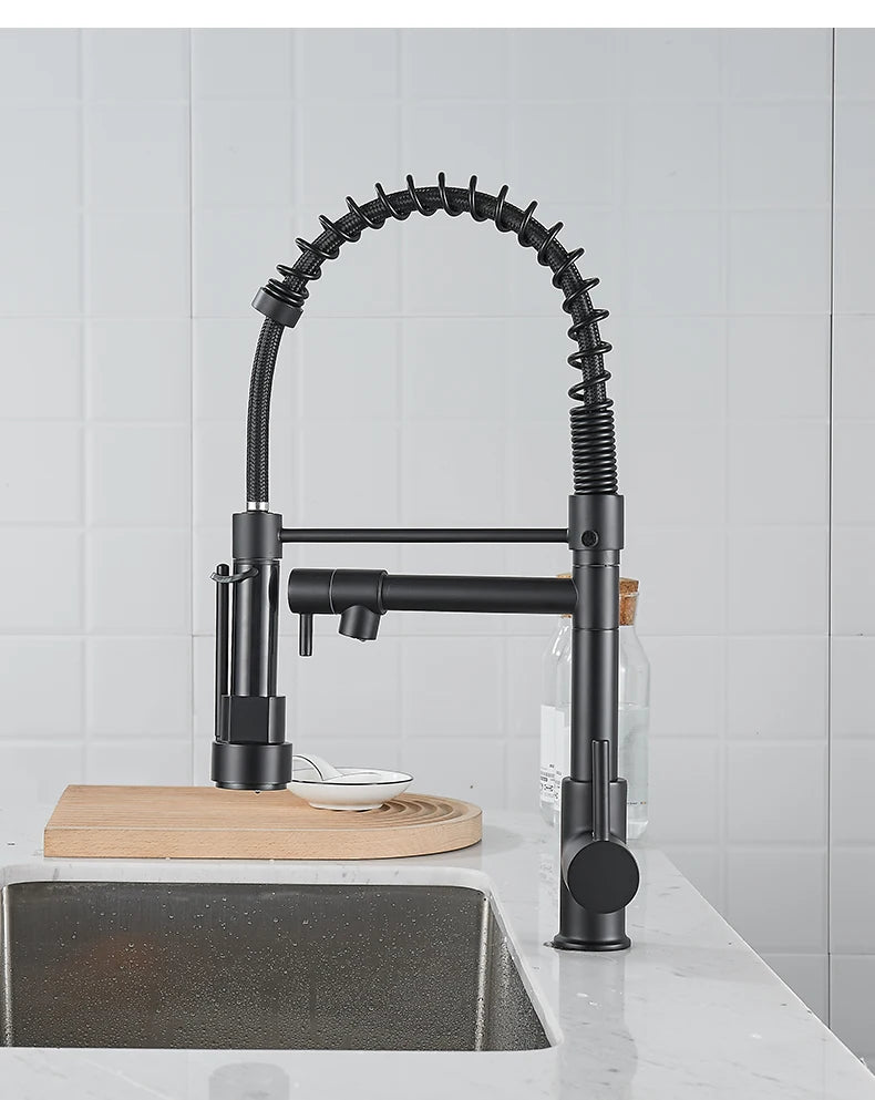 Kitchen Faucet with Pull Down Sprayer High Arc Single Handle Spring Kitchen Sink Faucet