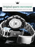 OLEVS 5885 Men's Watches Business Stainless Steel Strap Green Quartz Watch Waterproof Calendar Luminous High Quality Wristwatch