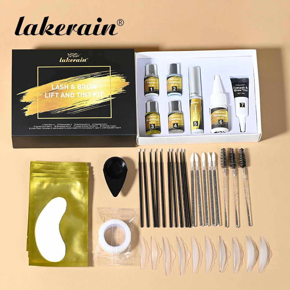 Lash Lift and Black Color Tint Kit Brow Lamination Kit Eyelash Perm Long Lasting Beauty Salon Home Easy to Use Eyes Makeup Tools