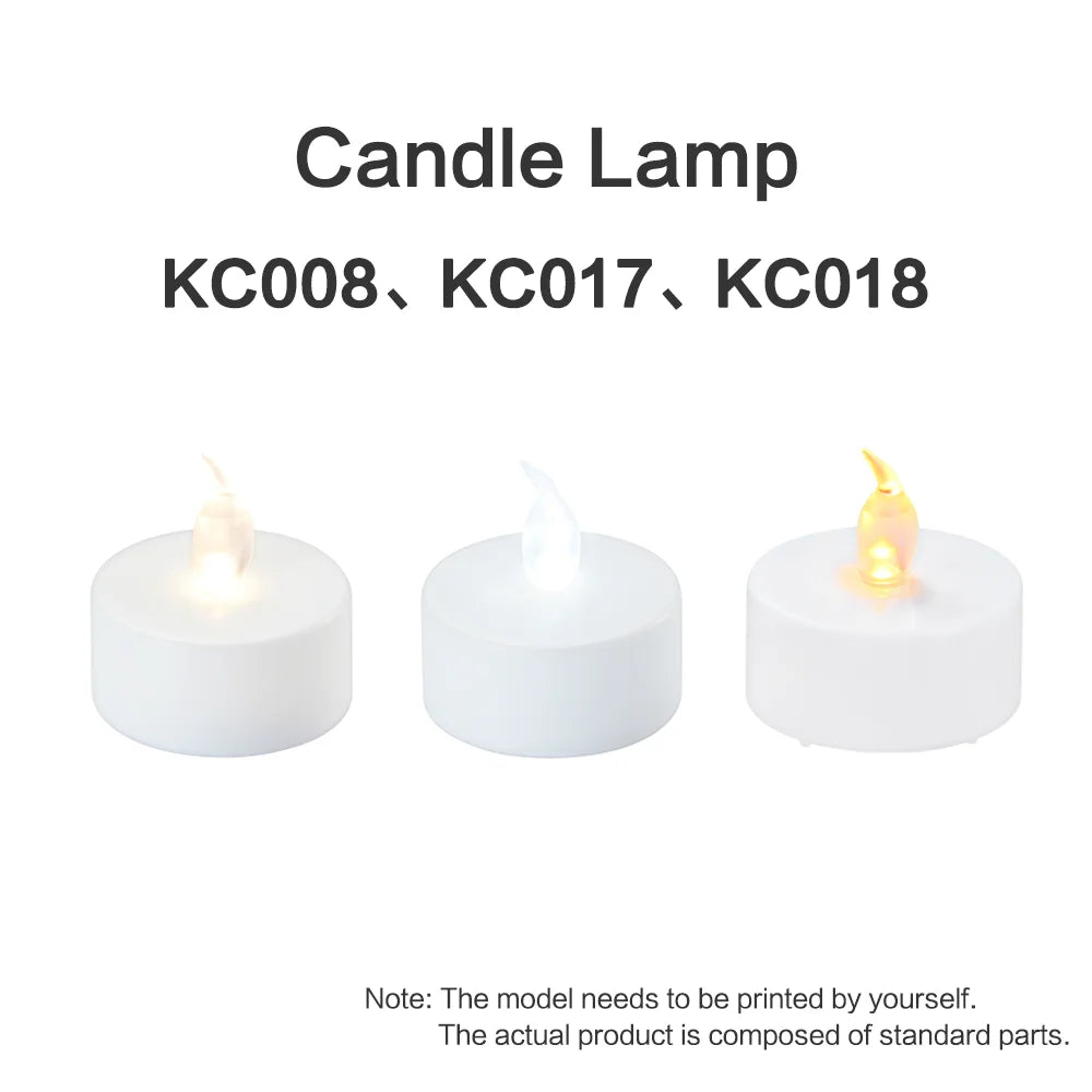 For Bambu Lab LED Flame Tea Light Candle Set 3D Printing Model for Bambulab Creality Elegoo 3D Printer Accessories KC008/KC017