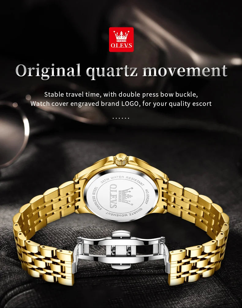 OLEVS Brand Watch Steel Band Stereo Dial Double Calendar Quartz Watch Waterproof Men's Watch 3620