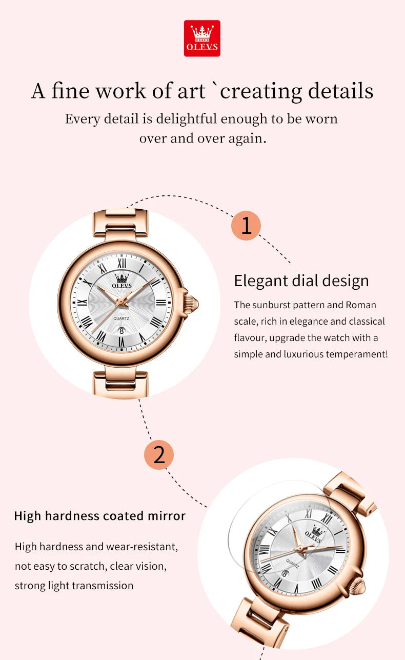 OLEVS 5608 Women Fashion Watch Stainless Steel Calendar Night Light Watch Original Brand Elegant Women Quartz Watch Reloj Mujer
