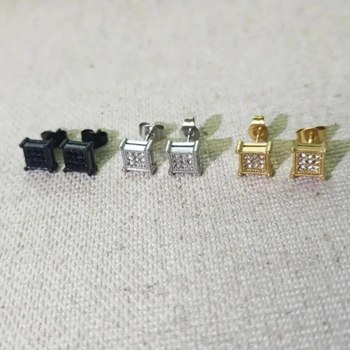 2pcs Stainless Steel Stud Earrings for Men Women Square CZ Mens Earrings Studs Jewelry for Sensitive Ears Fashion Hip Hop Y2K