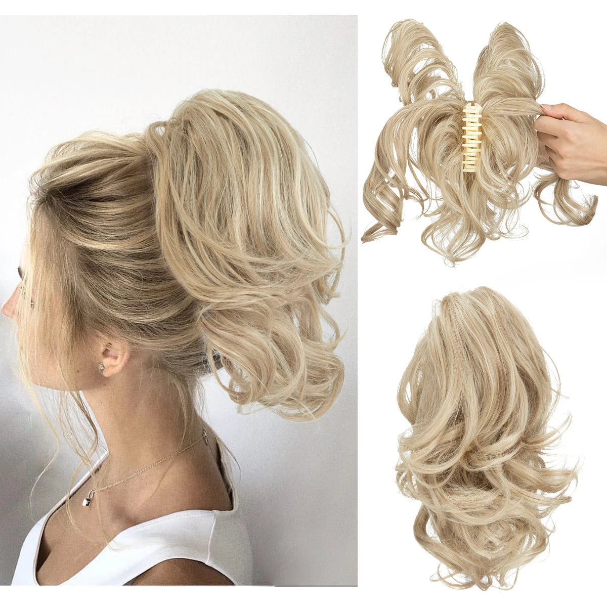 Synthetic Diy Claw Clip In Ponytail Hair Extensions Hairpiece Hair Bun Fake Black Blonde Natural Hair False Pigtail for Women