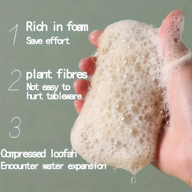 1/6pcs Natural Loofah Exfoliating Sponges - Gentle Body Scrubber for Shower & Bath, Bamboo Fiber Cleaning Pads