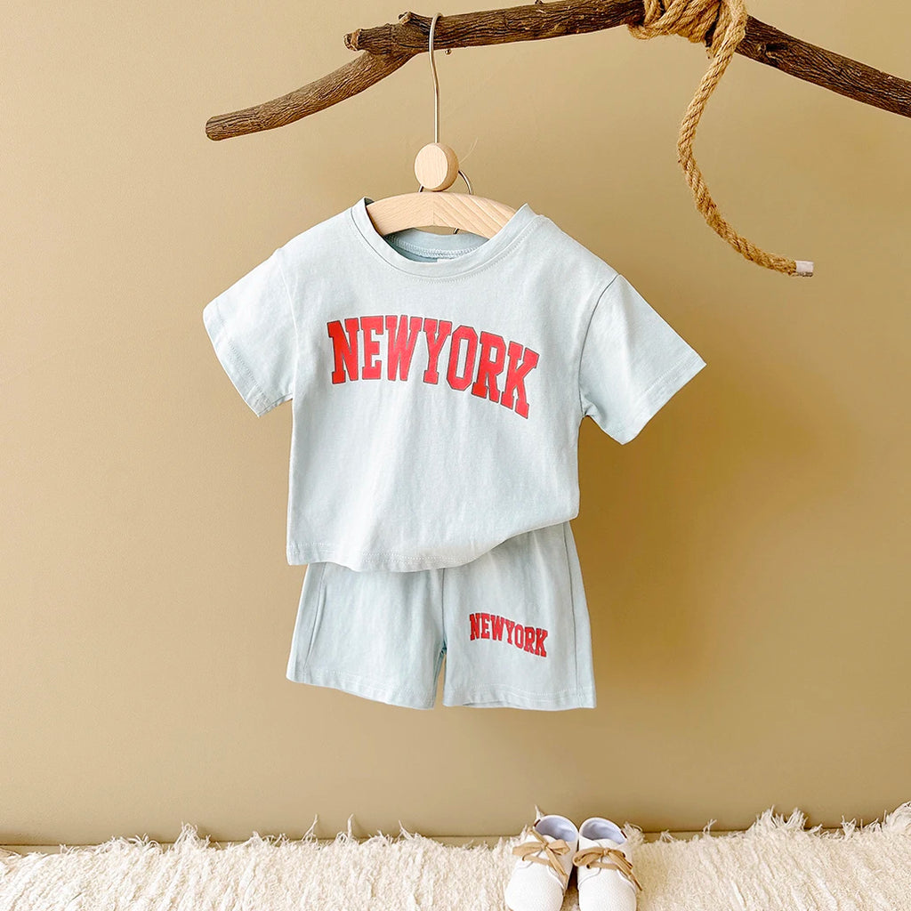 2PCS Newborn Baby Boys Clothes T-shirt+Shorts Set Letter Printed Sports Set Summer New Baby Girl Infant Outfit Set