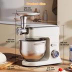 BioloMix 7L Food Mixers for Baking, 1200W DC Motor Stand Mixer, with Dough Hook, Whisk & Beater, Meat Grinder Attachment