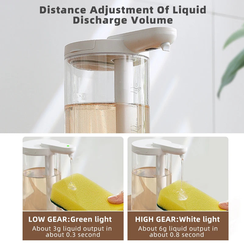 Kitchen 500ml Automatic Liquid Soap Dispenser USB Rechargeable Touchless Hand High Capacity Detergent Bathroom Dispenser