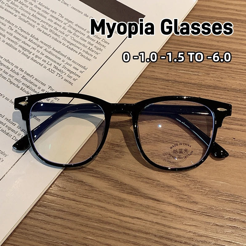 Fashion Retro Myopia Glasses for Women Men Square Transparent Eyeglasses Retro Minus Diopter Eyeglasses Optical Prescription