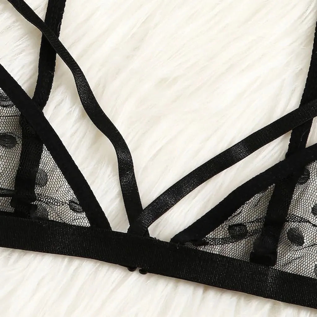 2pcs Bra Sexy Panties Set Women Backless Sling Lingerie See Through Erotic Clothing Temptation Brassiere And Thong Set Nightwear