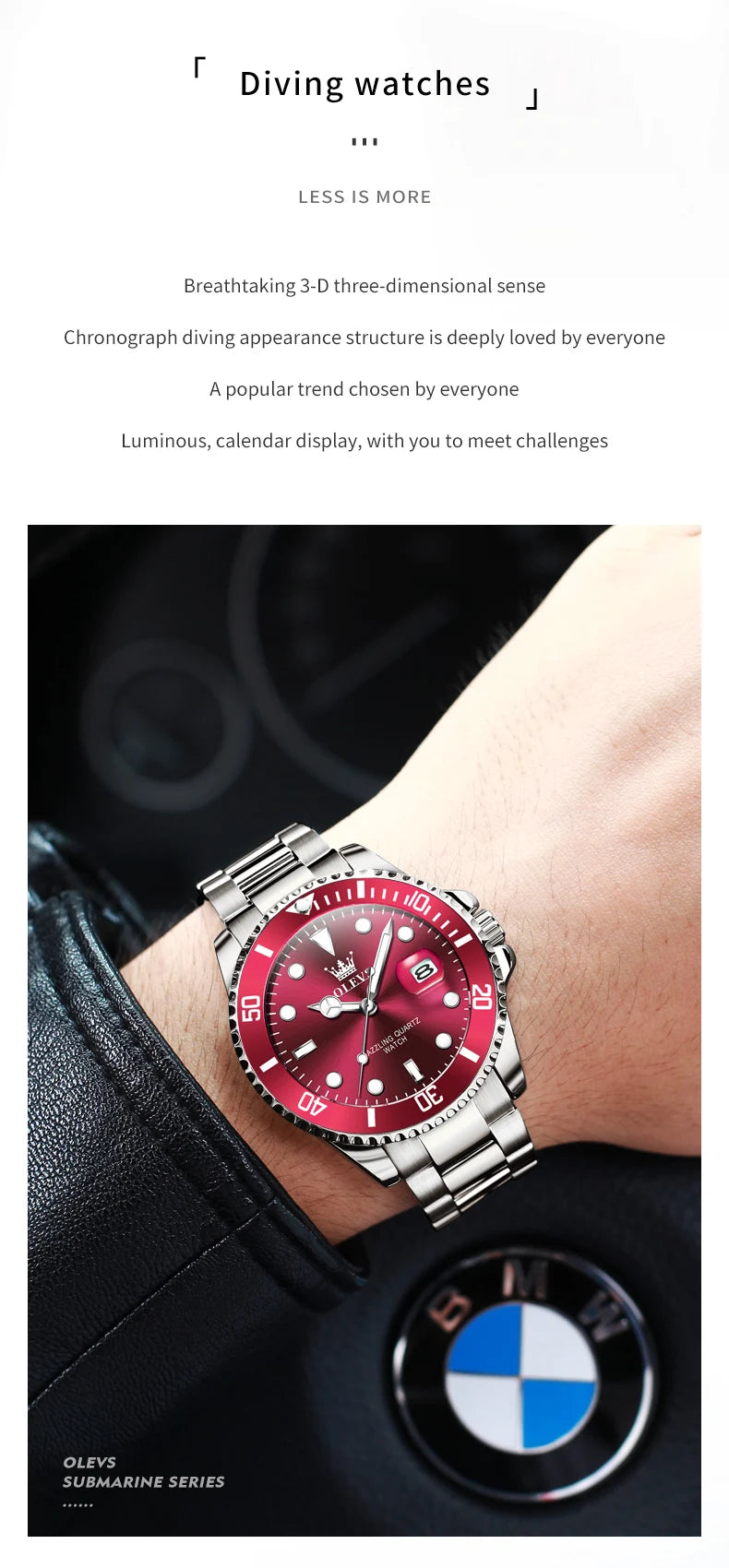 OLEVS Luxury Sport Man Watch Military Waterproof Luminous Date Week Men Watch Stainless Steel Quartz Men's Watches Male Clock