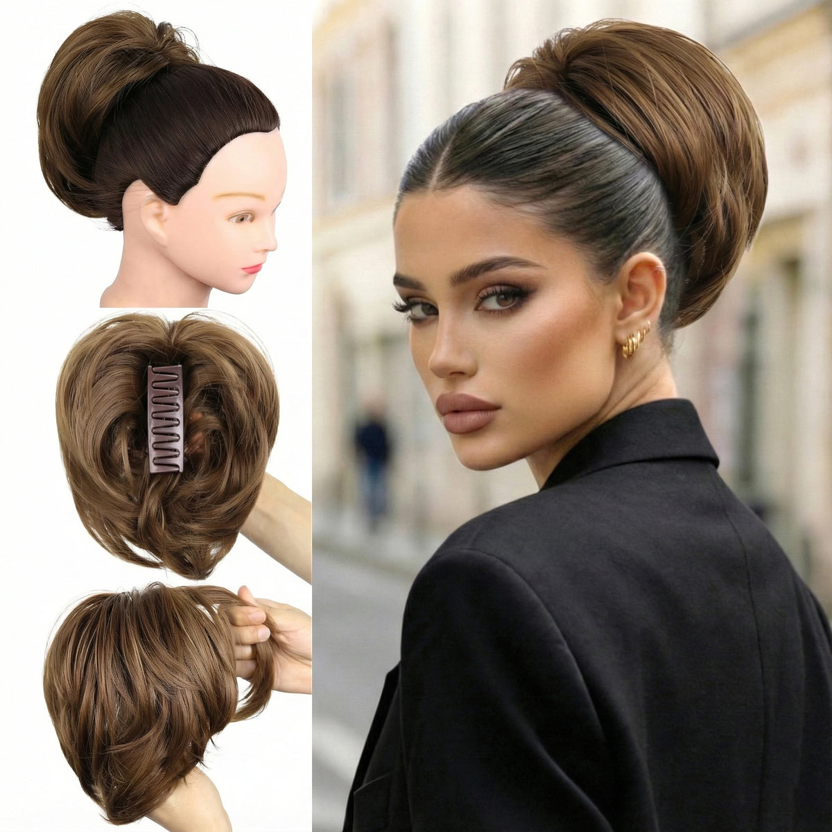 Synthetic Short 10 Inch Straight Claw Clip Ponytail Extensions Blonde Black False Layered Pony Tails Hair Pieces For Women