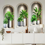 18 Styles Simulated Archway Niche Potted Plant Painting Wall Stickers Bedroom Living Room Hall Peel & Stick Art Mural Decals