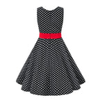 LPATTERN Girls' Vintage Rockabilly Dress Party Retro Polka Dot Floral Pattern A-line Dresses Pleated Skirt Knee-Length for 4-10Y