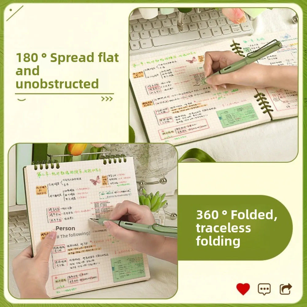 Multifunctional 120 Pages Loose-leaf Notebook Color Flip Up Diary Book Detachable Grid Inner Pages Notepad for School Office