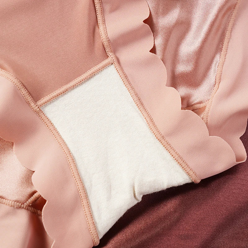 Women's Simple Satin Ice Silk Seamless Underwear Female Breathable Mid-waist High Quality Panties Butt Lift Briefs M-XL