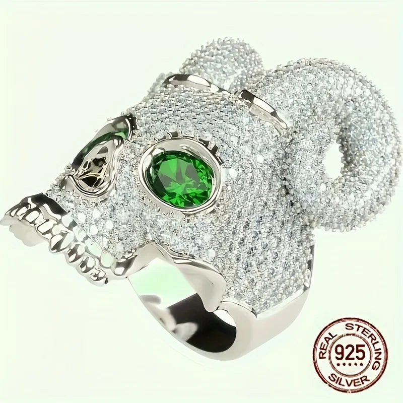 Vintage Gothic Skull Horn Ring Bezel Cluster 925 Sterling Silver Punk Rings for Men Luxury Jewelry Halloween Gift