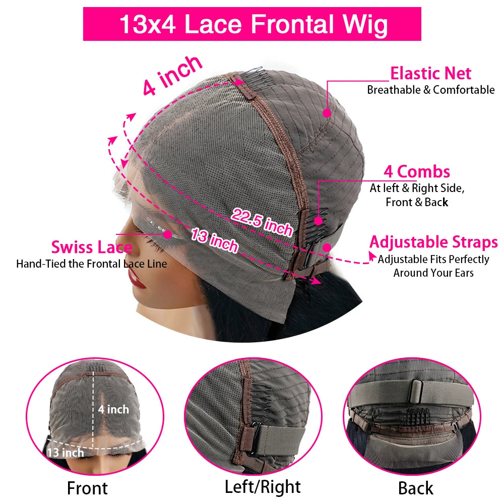 Natural Color Long Body Wave Human Hair Wig 13x6 13x4 360 7x6 HD Lace Frontal Closure 40 46 Inch Human Hair No Shed No Tangle for Women Daily Wear