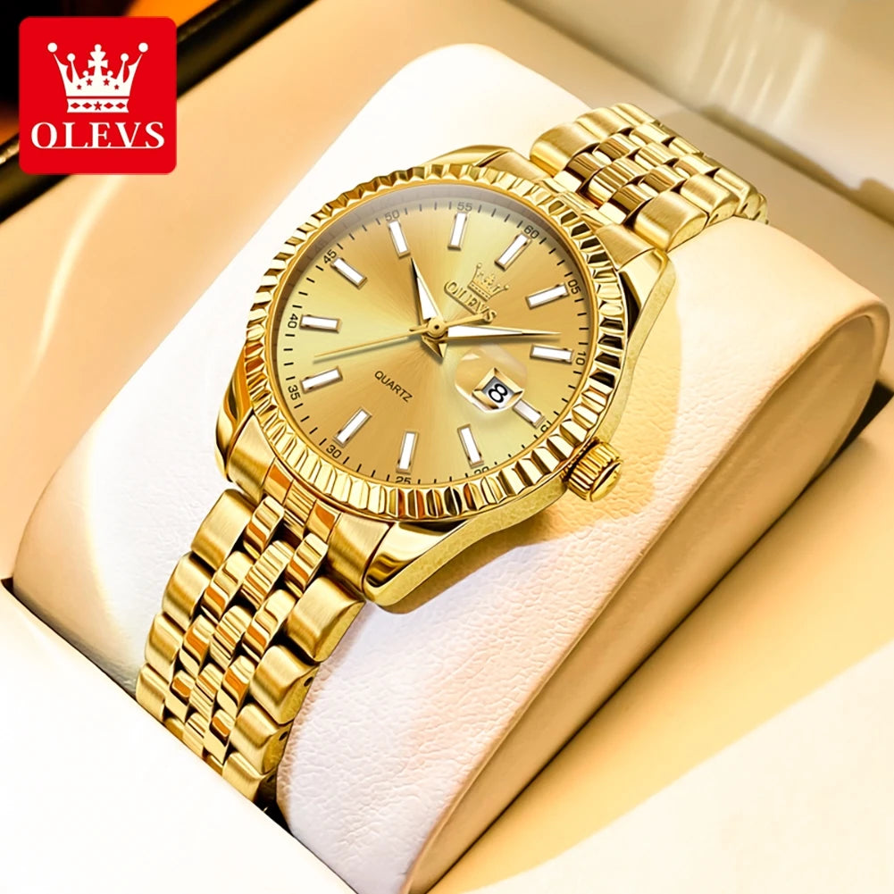 OLEVS 5593 Women's Watch Luxury Brand Women's Quartz Watch Stainless Steel Waterproof Night Light Elegant Business Women Watch