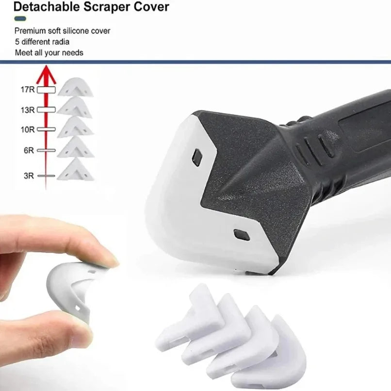 5 in 1 Caulking Tool Glass Glue Scraper Sealant Finishing Replacement Tips for Home Improvement Silicone Squeegee Caulk Remover