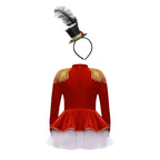 Girls Ringmaster Circus Costume Set Zipper Tutu Leotard Gown Dress with Hat for Halloween Carnival Cosplay Party Performance