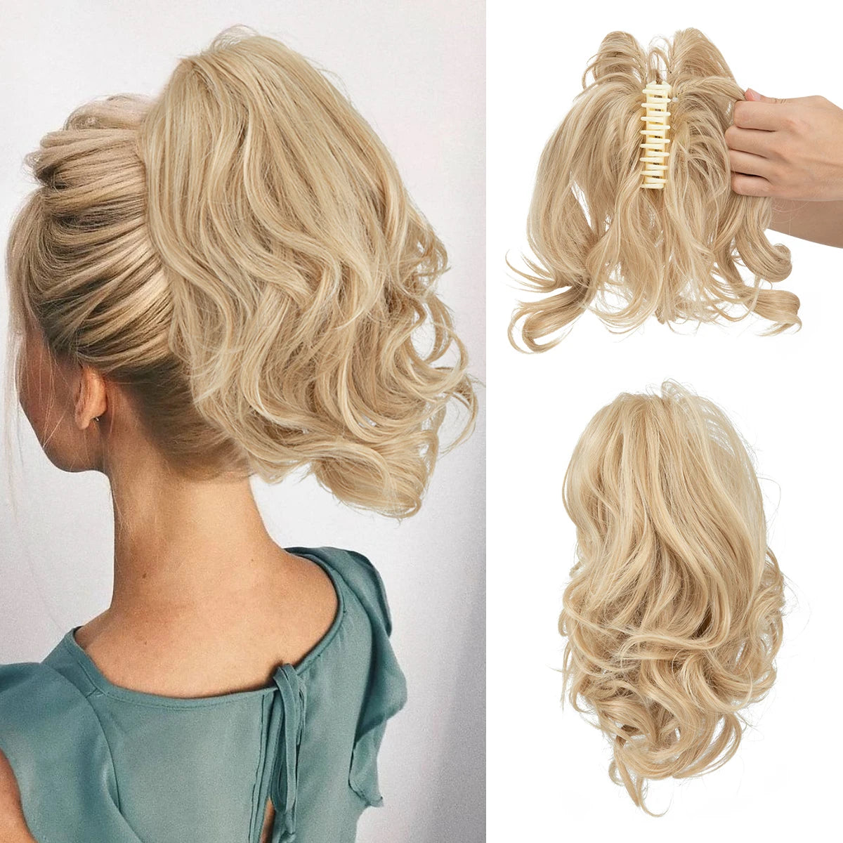 Synthetic Diy Claw Clip In Ponytail Hair Extensions Hairpiece Hair Bun Fake Black Blonde Natural Hair False Pigtail for Women