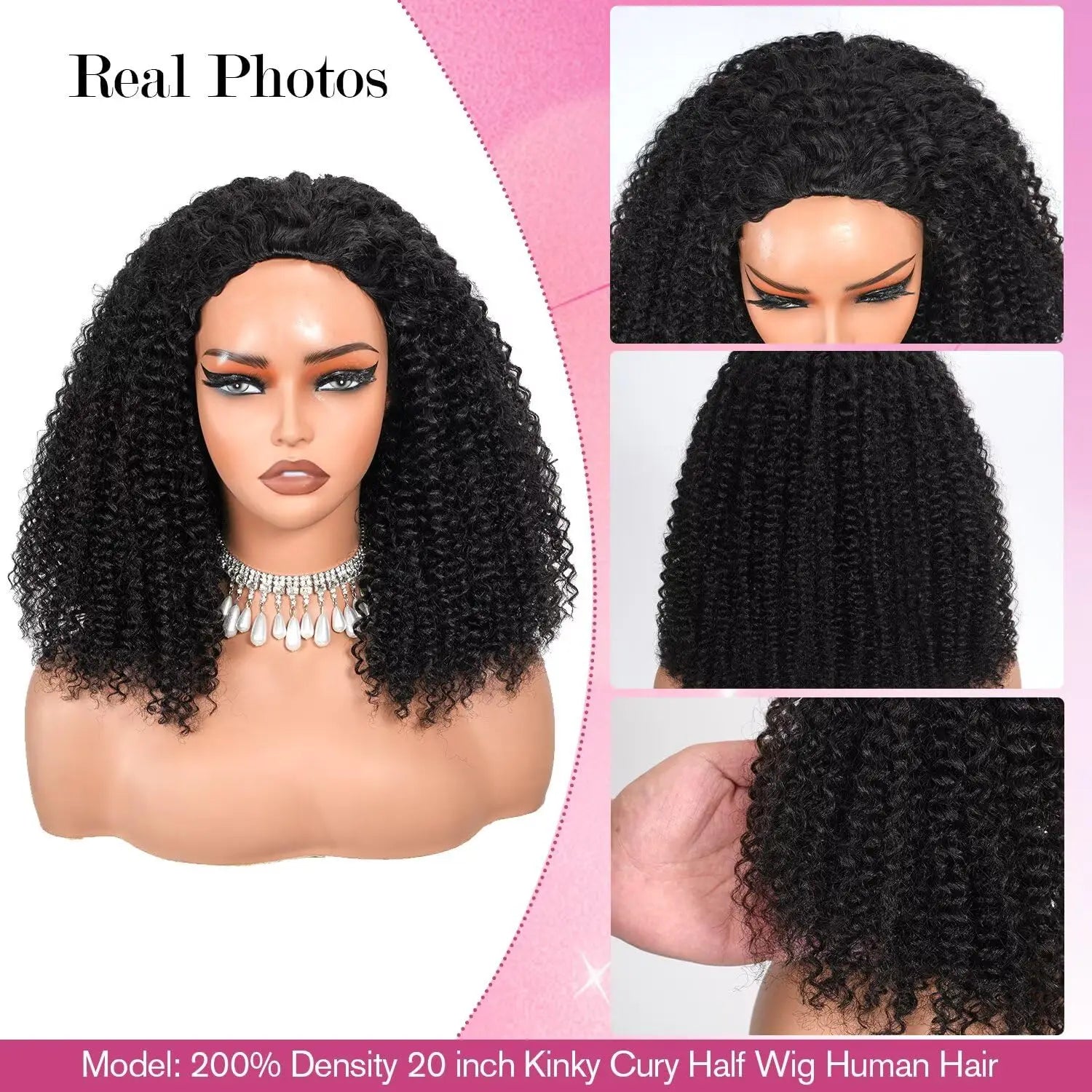 200% Density 20 Inch Body Wave Headband Wig Human Hair for Black Women None Lace Front Wigs Wear And Go Machine Made Headband