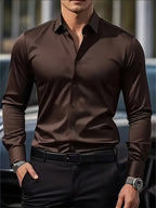 Summer New Men's Long-Sleeve Shirt Business Formal Wear Breathable Lightweight Long-Sleeved Top for Daily Work