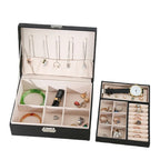 1 pcs PU leather jewelry box, double-layer wooden jewelry box, princess jewelry storage box, makeup box