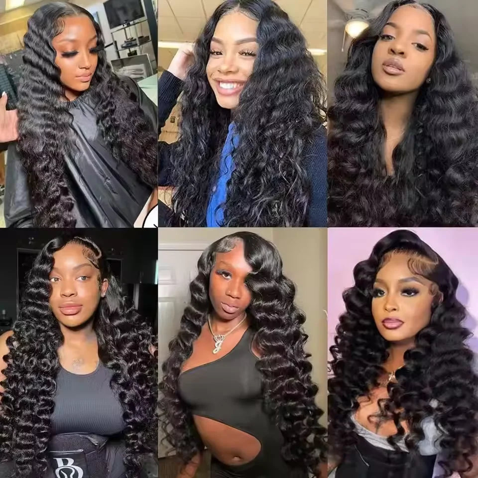 Loose Deep Wave Human Hair Bundles Unprocessed Brazilian Virgin Remy Curly Hair Extension Natural Black Color for Women