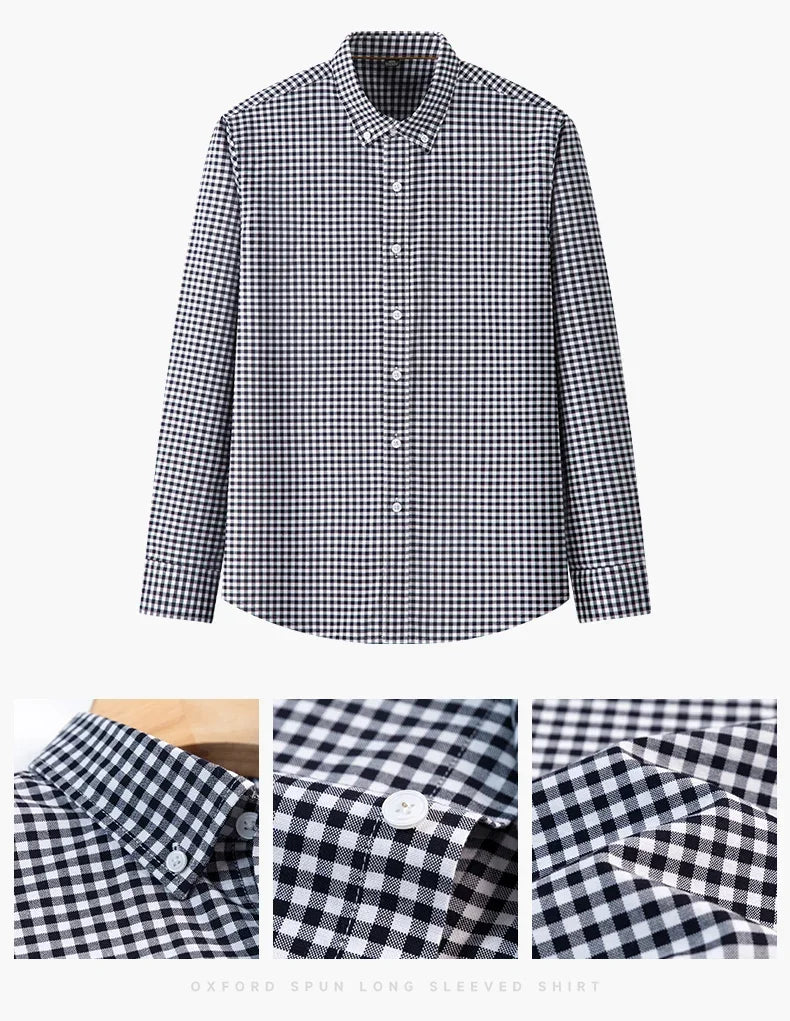 New In Shirt 100%Cotton Fashion Long Sleeve Shirts for Man Slim Fit Formal Plian Shirt Soft Casual Office Designer Plaid Clothes