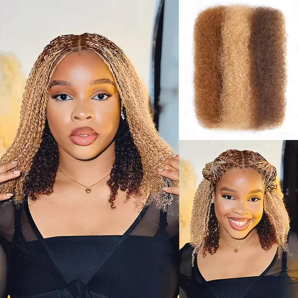 Brazilian QVR Afro Kinky Bulk Human Hair For Braiding Dreadlock Hair 50g/pc Virgin Natural Brown Remy Human Hair Debut Extension