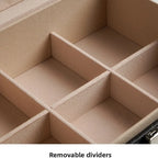 2 Layer Double-layer Jewelry Box PU Leather Elegant Leather Jewelry Organizer with Lock Large Capacity Necklace Earring Box
