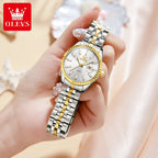 OLEVS 5593 Women's Watch Luxury Brand Women's Quartz Watch Stainless Steel Waterproof Night Light Elegant Business Women Watch