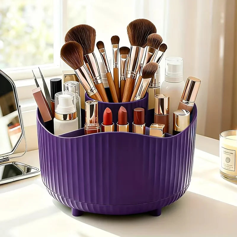360° Rotating Makeup Organizer Multi-Functional Holder for Brushes, Lipsticks, Skin Care Products, and Stationery - Durable