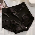 2 Pack High Waist Women Briefs Vintage Satin Silky Crotch Antibacterial Shaping Panties Tummy Control Butt Lifting Daily Panty