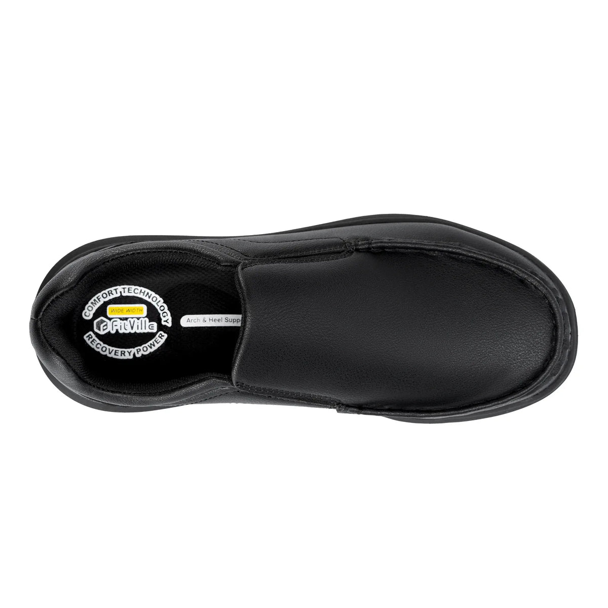 Fitville Men'S Leather Shoes Wide Width 2E Slip-On Casual Shoes Lightweight For Swollen Feet With Arch Support Pain Relief