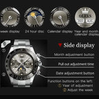 OLEVS 6654 Luxury Men's Automatic Mechanical Watch Original Stainless Steel Waterproof Moon Phase Chronograph Brand Men Watch