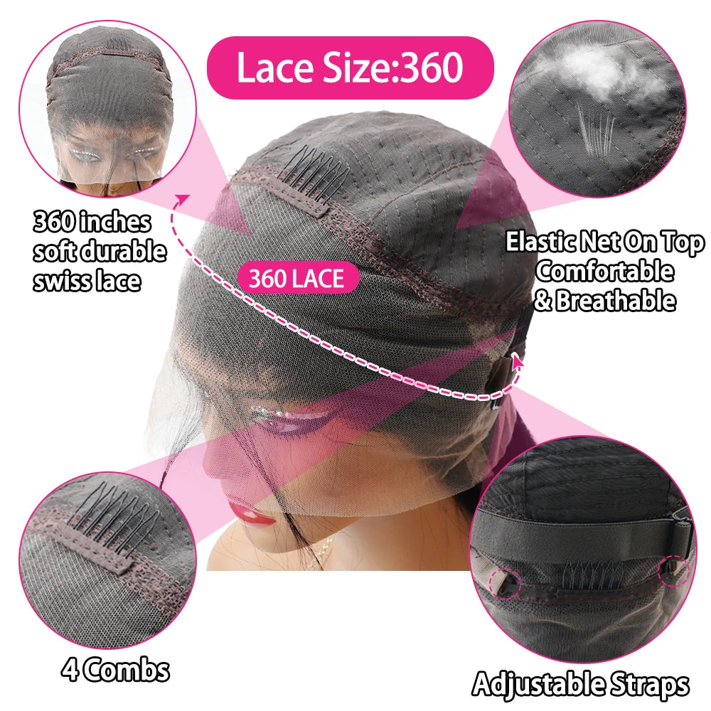 Natural Color Long Body Wave Human Hair Wig 13x6 13x4 360 7x6 HD Lace Frontal Closure 40 46 Inch Human Hair No Shed No Tangle for Women Daily Wear